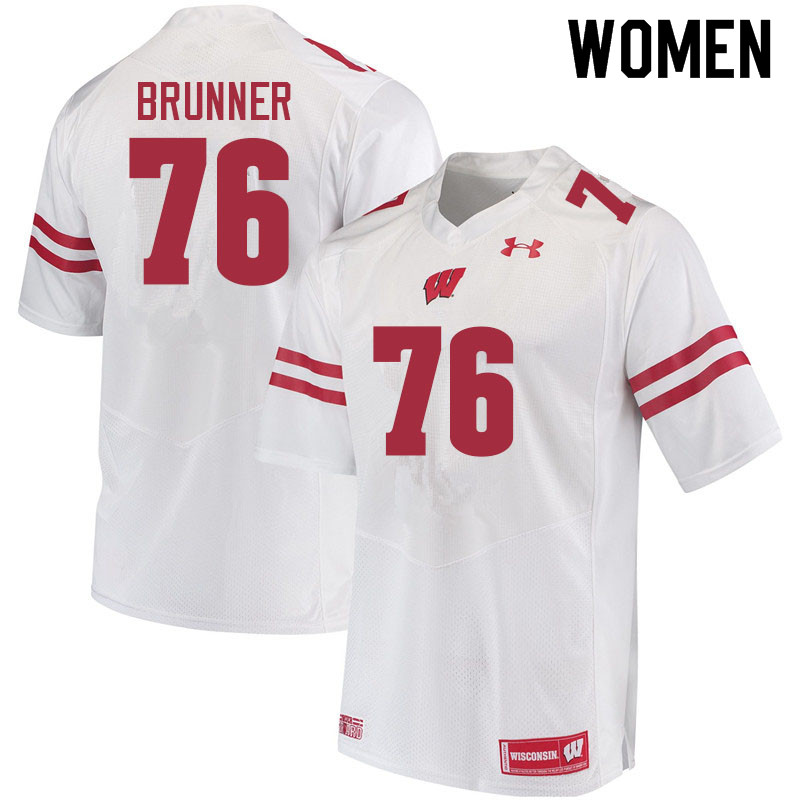 Wisconsin Badgers Women's #76 Tommy Brunner NCAA Under Armour Authentic White College Stitched Football Jersey WV40J47LG